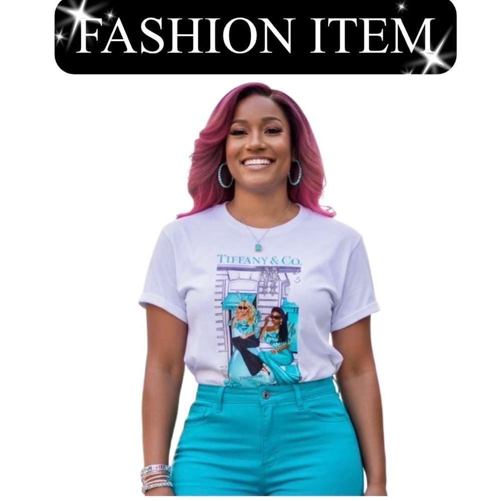 T-SHIRT: Turquoise and Black, Custom, NIP